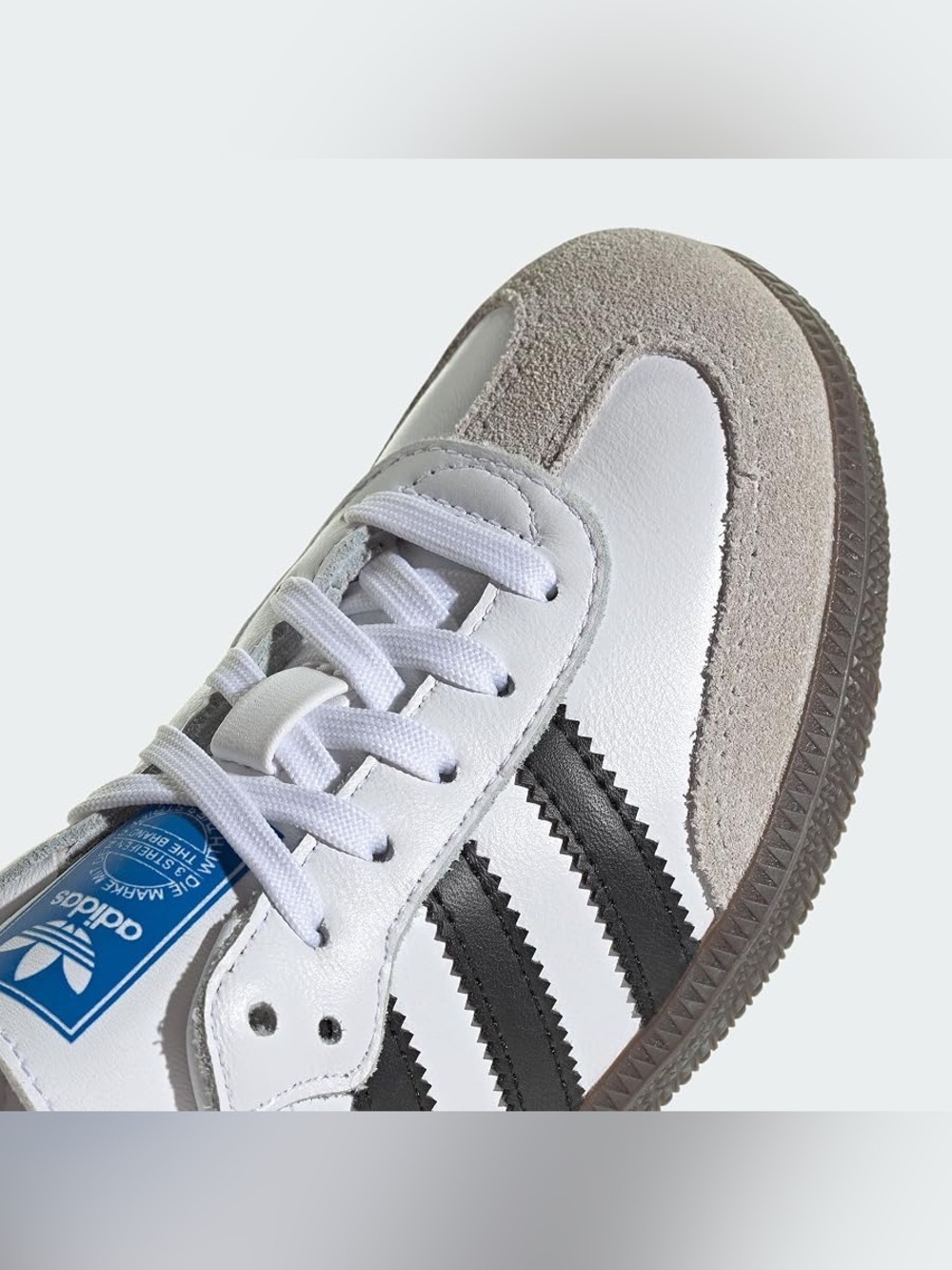 adidas White and Black Samba Sneakers with Brown Suede - Picture 4 of 5